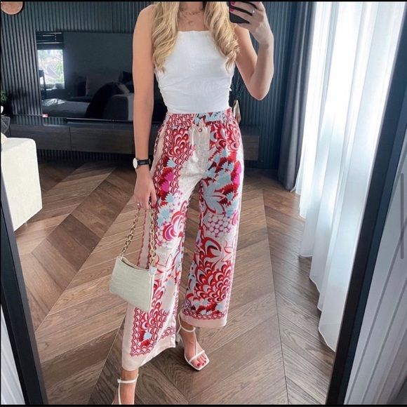 NWT RARE Zara Flowy Patchwork Pants XXL - Picture 4 of 6
